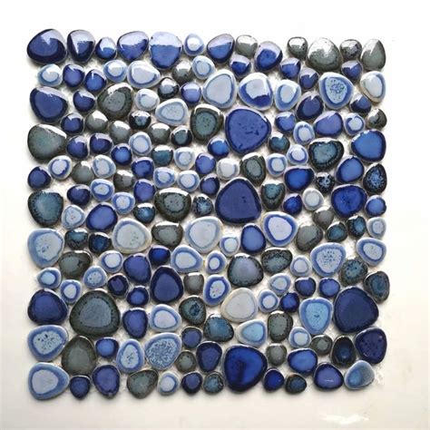1479 Navy Light Blue Pebble Porcelain Tile Backsplash Ppmts04 Ceramic