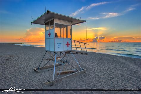 Beach Sunrise Lifeguard Tower Hdr Photography By Captain Kimo