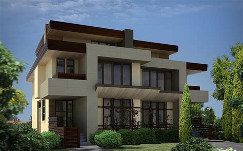 For instance, a contemporary home design might sport a traditional exterior with craftsman touches and a modern open floor plan with the master bedroom on the main level. Front Modern Entry of a Semi-detached project - Modern ...