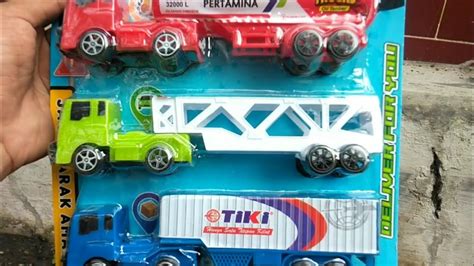 unboxing mainan mobil mobilan truk box expedisi truk tangki pertamina truk towing youtube