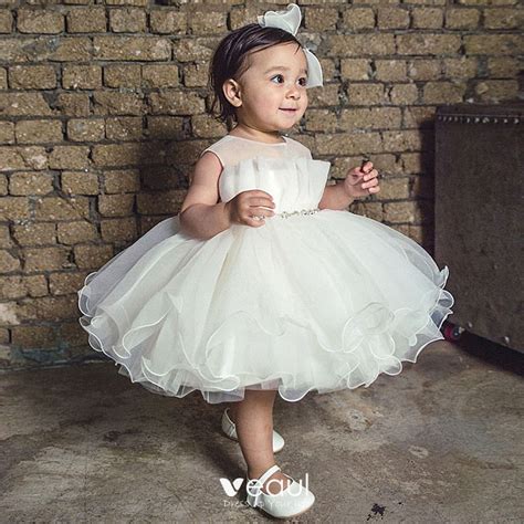 Elegant White Organza Birthday Flower Girl Dresses 2020