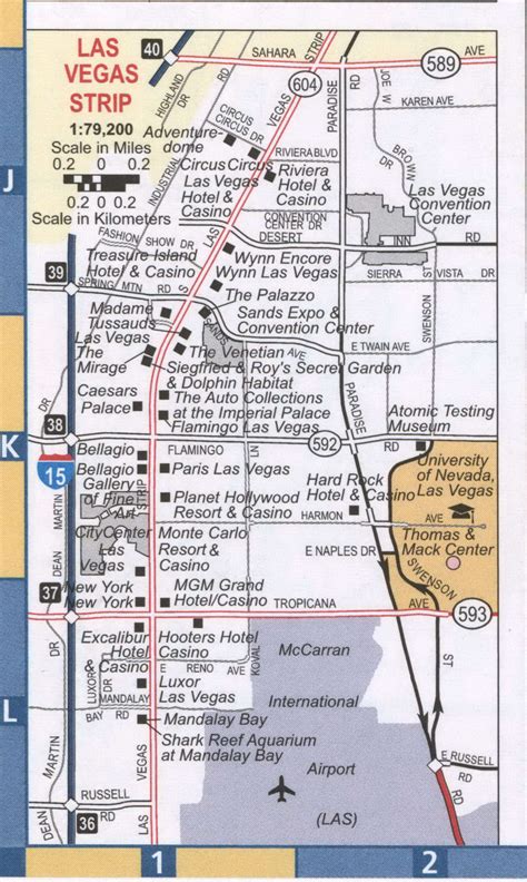 Las Vegas Strip Nv Road Map Highway Las Vegas Strip Surrounding Area