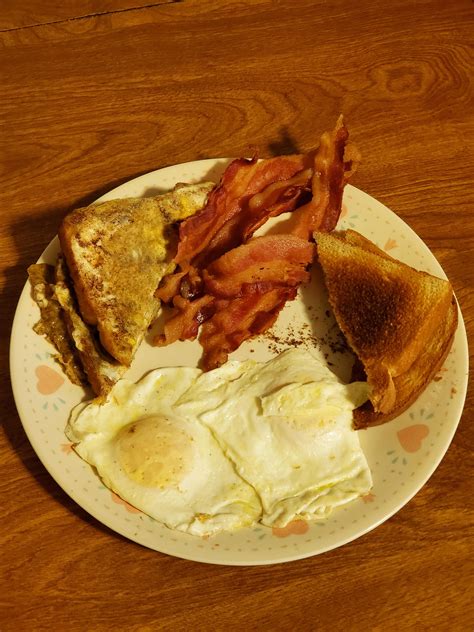 Homemade French Toast Eggs And Bacon Food