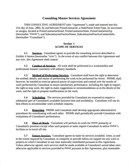 Master Services Agreement Template Creative Agencyt Pdf Template
