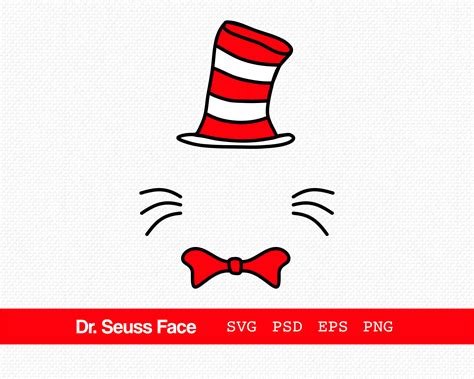 The Original Dr Seuss Hat Svg Dr Seuss Face Svg Cat In The Etsy