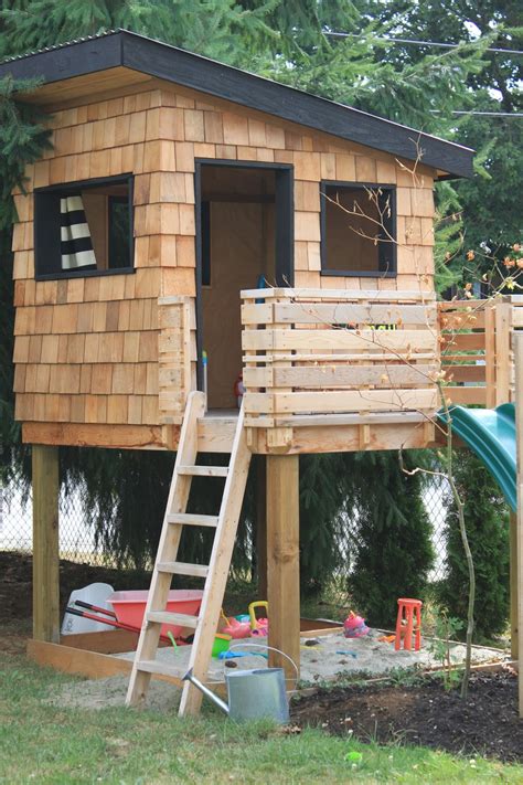 Made from plywood, pressure treated pine and cedar fence boards, this kids fort is sturdy enough to. dirt digging sisters: diy modern playhouse