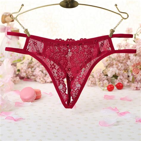 Sexy Womens Floral Lace Open Front Thong T Back Underwear Panties Ebay