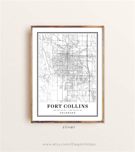 Fort Collins Colorado Map Fort Collins Co Map Fort Collins Etsy