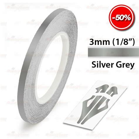 Silver Grey 3mm 18 Roll Pin Stripe Pinstriping Line Tape Vinyl Car