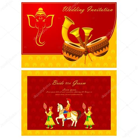 Vector Illustration Of Indian Wedding Invitation Card Premium Vector In