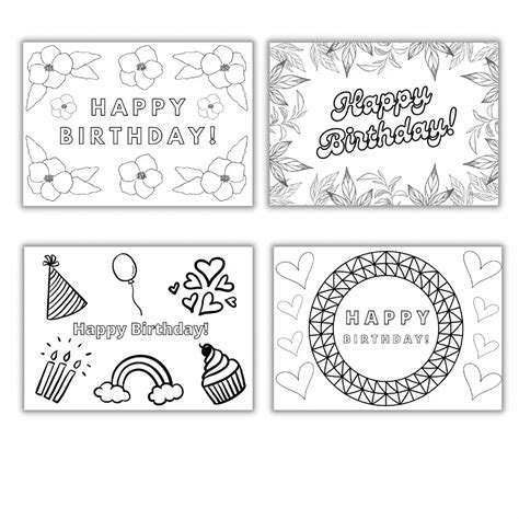 10 Best Printable Birthday Cards To Color Printableecom Happy
