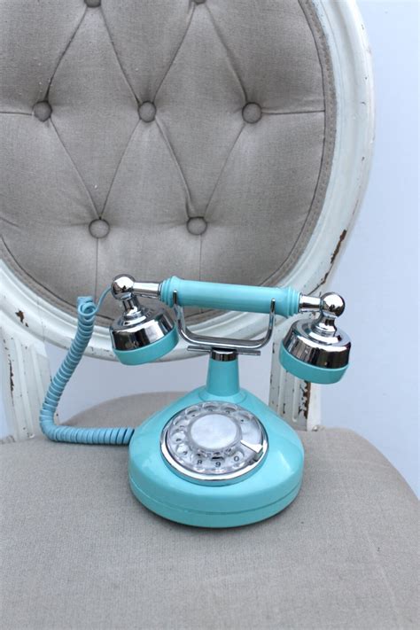 Vintage French Rotary Phone Tiffany Blue Retro Teal And Etsy