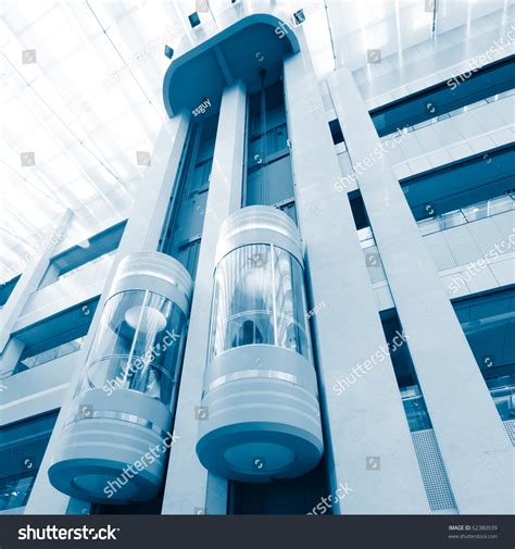 Futuristic Elevator Modern Building Shanghai China Stock Photo 62380939