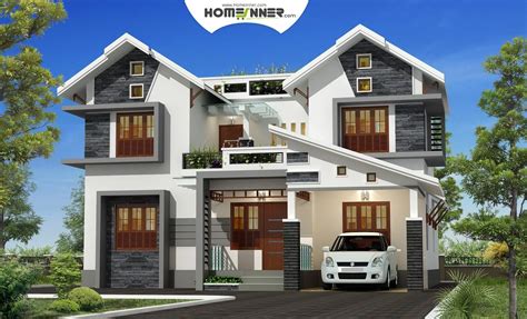 Attractive Exterior Bhk Kerala Villa Design Indian Home Kaf Mobile