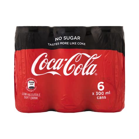 coca cola no sugar soft drink can 6 x 300 ml za