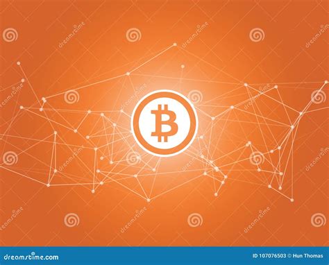Orange Abstract Network Mesh With Bitcoin Logo Vector Background