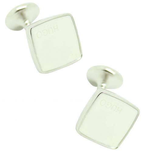 Cufflinks Hugo Boss Roundel White Elegant Plated