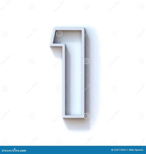 Grey Extruded Outlined Font With Shadow Number 1 One 3d Stock
