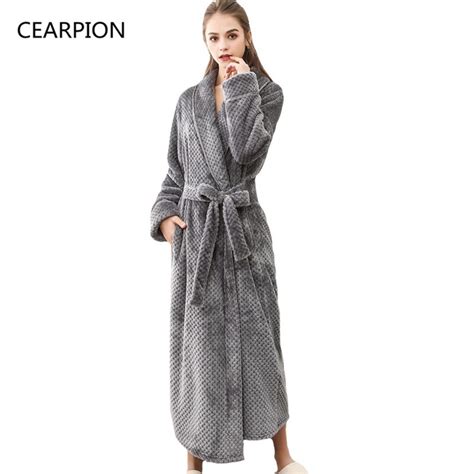 Cearpion Autumn Winter Women Robe Thick Warm Kimono Bathrobe Gown Lady