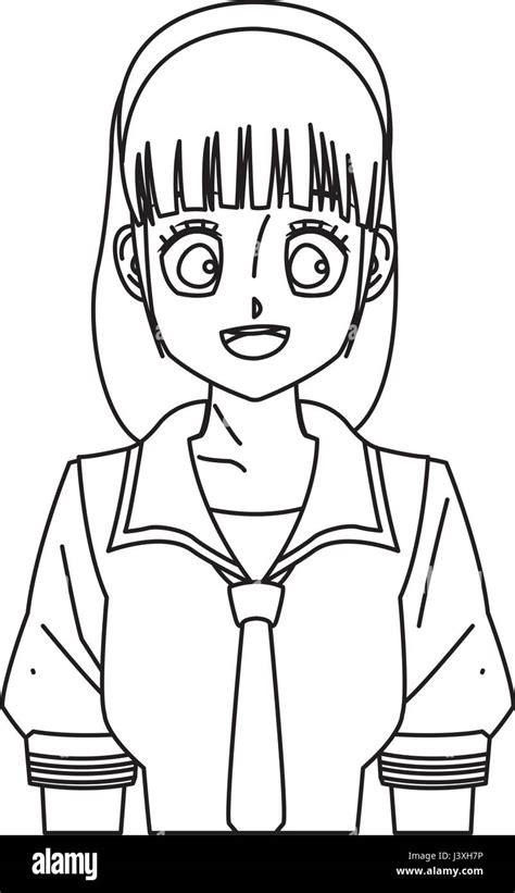 Cartoon Girl Anime Character Outline Stock Vector Image And Art Alamy