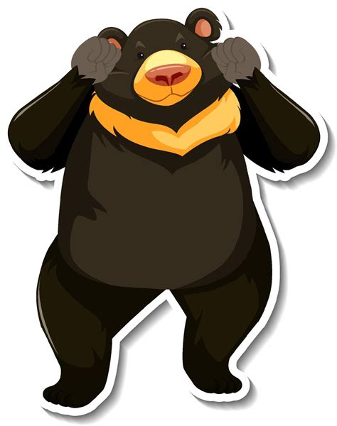 Asian Black Bear Animal Cartoon Sticker 4630120 Vector Art At Vecteezy