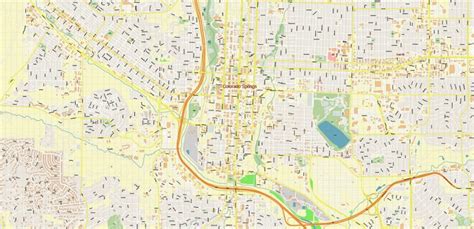 Colorado Springs Colorado Us Map Vector Extra High Detailed Street Map