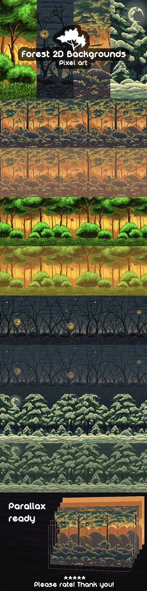 Pixel Art Forest Platformer Tileset Craftpix Net Pixel Art Landscape Pixel Art Games Pixel