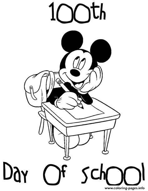 The coloring pages are printable and can be used in the classroom or at home. Mickey Mouse 100th Day Of School Disney Coloring Pages ...