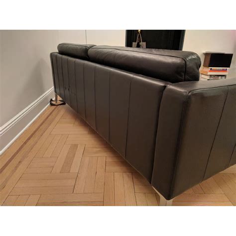 Ikea Karlstad Tufted Black Faux Leather Sofa Aptdeco