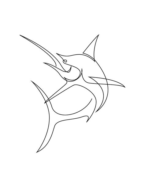 Marli One Line Marlin Art Print By Addillum X Small Line Drawing