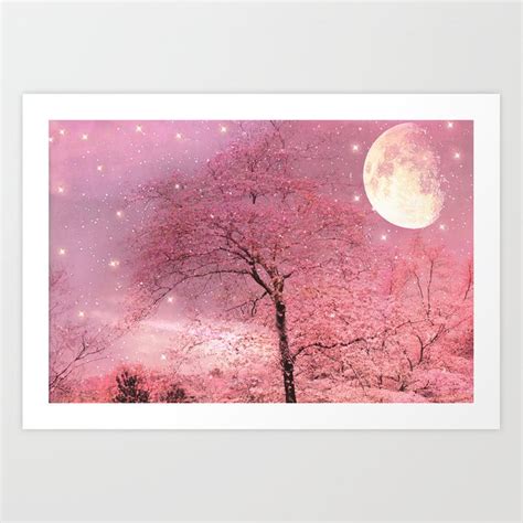 Surreal Fantasy Fairy Tale Pink Nature Trees Stars Full