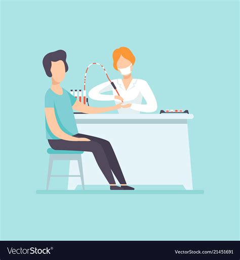 Doctor Taking Blood Test At Male Patient Vector Image