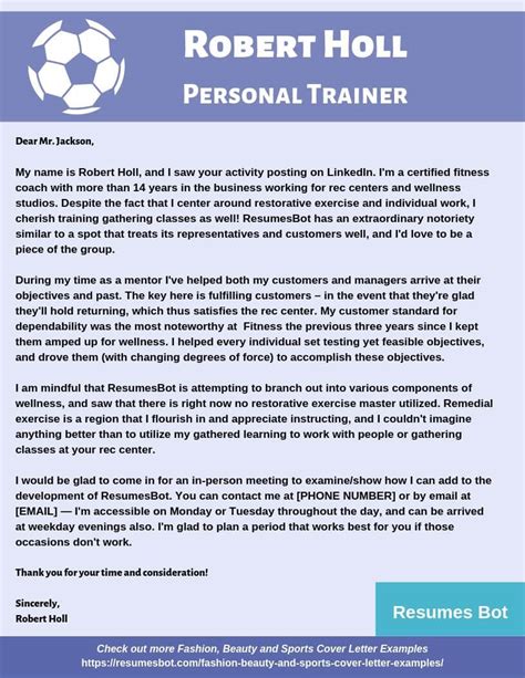 Personal Trainer Cover Letter Samples Pdfword 2024 Rb