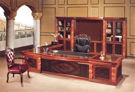 Antique Solid Wood Executive Office Furniture For Boss Office Luxury
