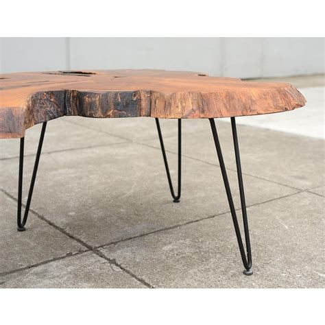 The most common metal coffee table legs material is wood & nut. Mid Century Modern Live Edge Coffee Table With Hairpin Legs | Chairish