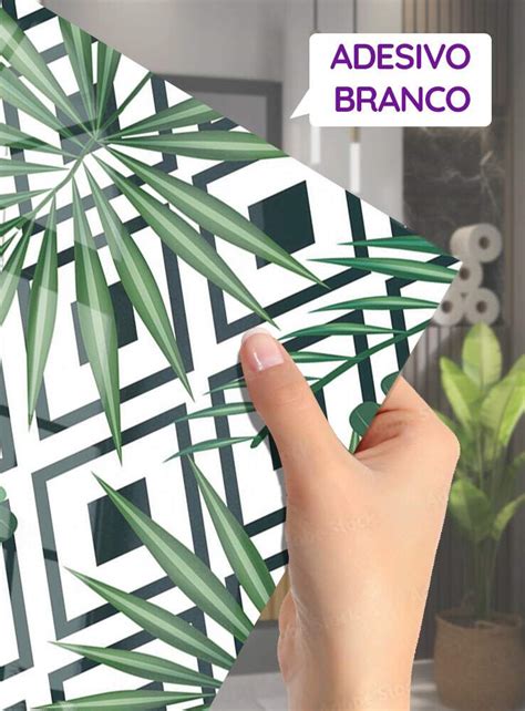 Adesivo para Box de Banheiro Floral Geométrico MP Fran Adesivos de Parede