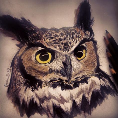 Great Horned Owl By Gabriellec Drawings On Deviantart
