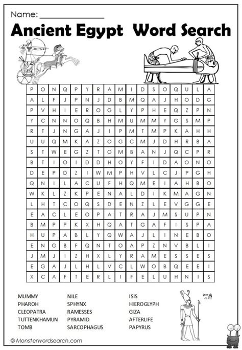 ancient egypt word search monster word search