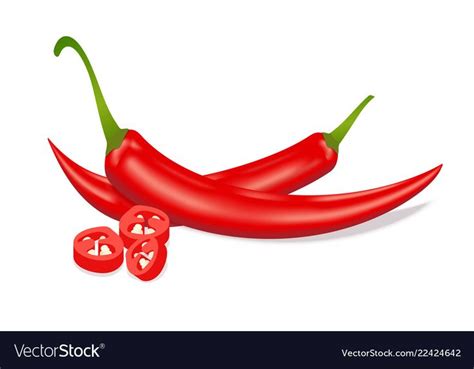 Red Hot Sliced Chili Pepper Realistic Style Vector Image Red Chili