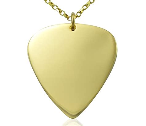 Solid 9ct Gold Guitar Pick Plectrum Pendant And Necklace Chain Jewellery