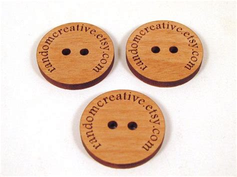 Custom Wooden Buttons Your Shop Name Or Logo 10 Buttons Etsy Wooden