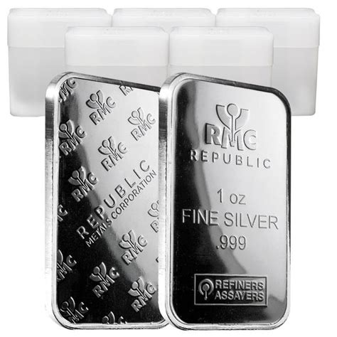 Lot Of 100 1 Oz Republic Metals Rmc Silver Bar 999 Fine 5 Tube