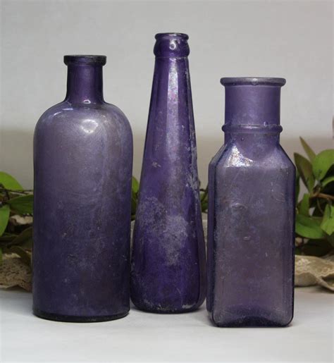 Vintage Purple Bottle Lot Amethyst Antique Bottles Instant