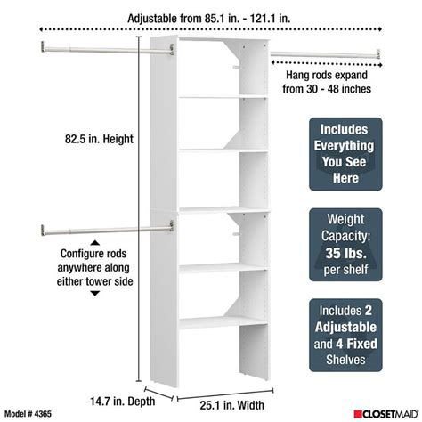 Closetmaid Style 84 In W 120 In W White Wood Closet System 4365
