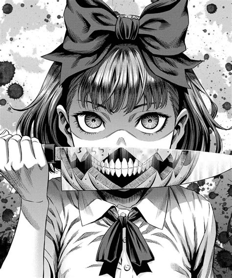 Manga Anime Gore Knife Dark Low Saturation Monochrome Black