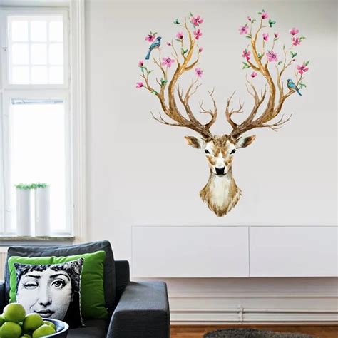 Animals Deer Wall Sticker Forest Tree Art Wall Quote Stickers Colorful