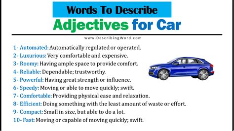 Adjectives For Car Words To Describe Car Describingwordcom