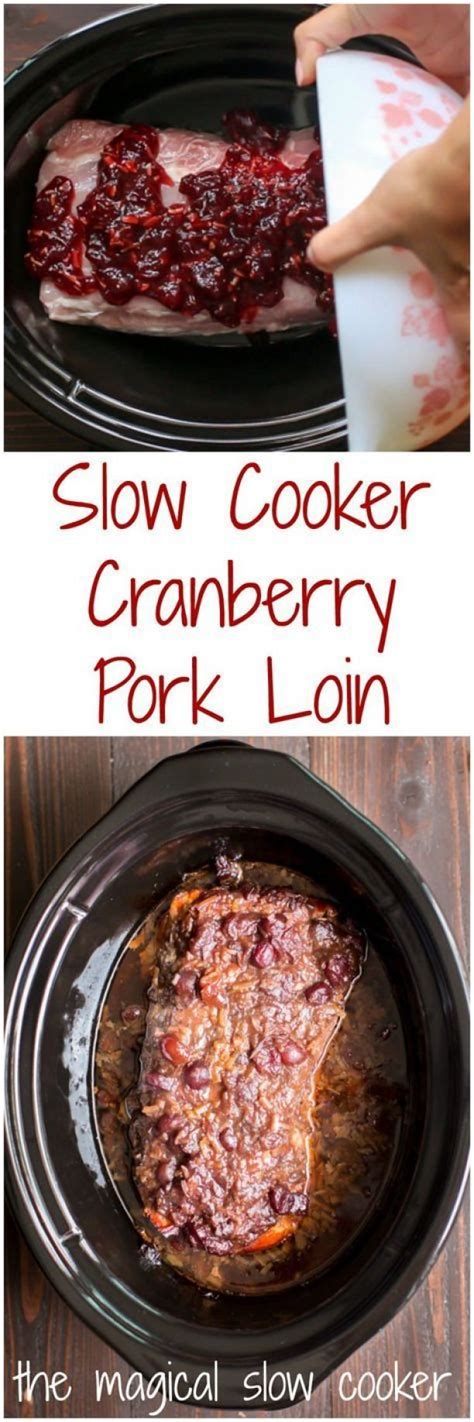 In a small mixing bowl, combine craisins, chicken broth, and 1/4 cup (60 ml) cranberry juice. Slow Cooker Cranberry Pork Loin #paleocrockpot (With images) | Recipes, Slow cooker roast ...