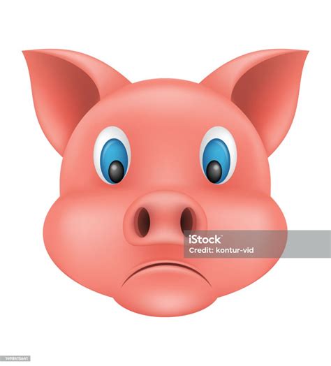 Pig Snout Emoji Sticker Vector Illustration Stok Vektör Sanatı