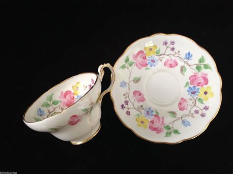 Eb And Co Foley Bone China Rose Floral Vine Tea Cup And Saucer Set